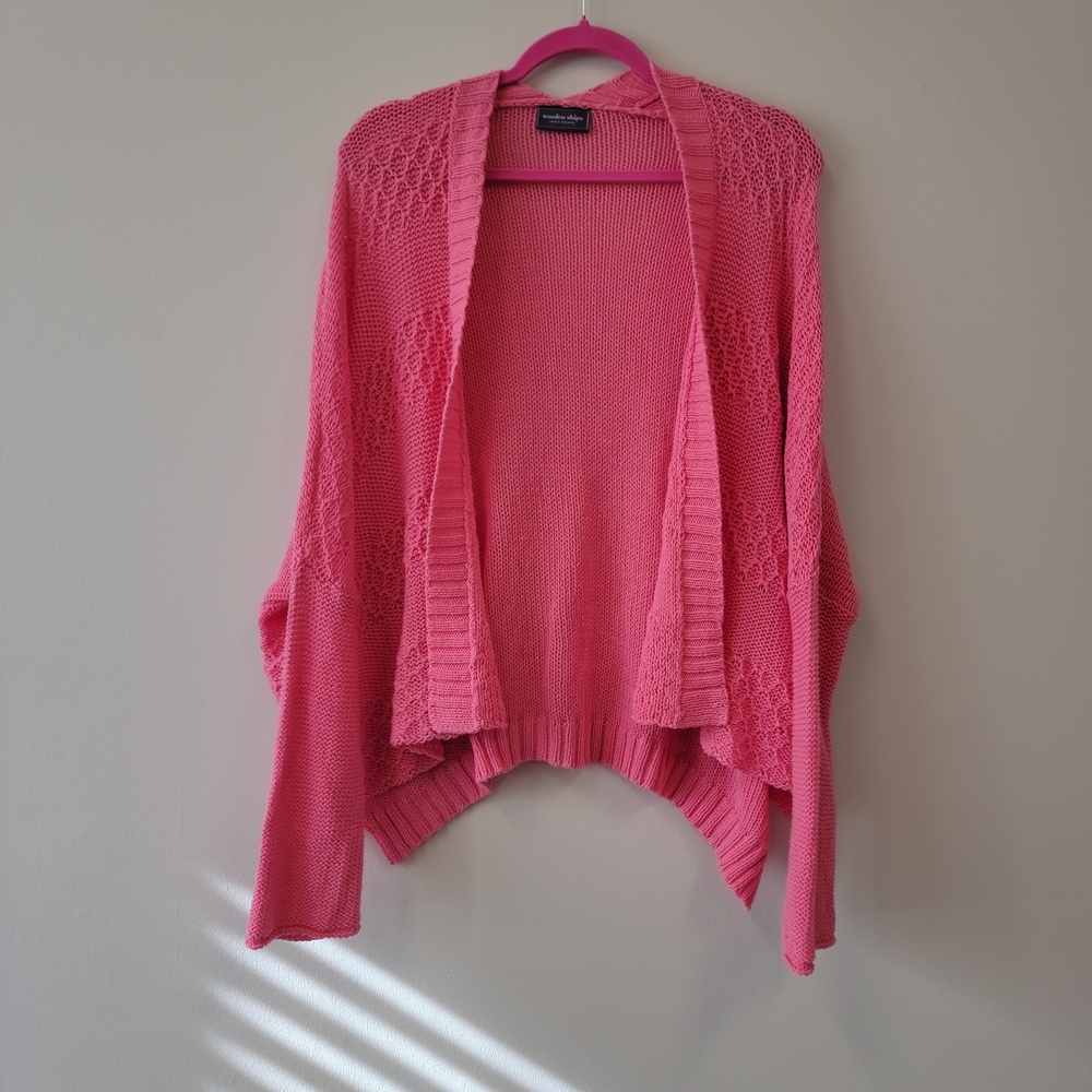 Wooden Ships Pink Open-Front Cardigan